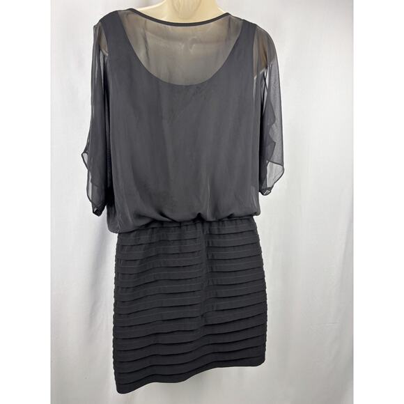 R&M Richards Black Blouson Dress | Women’s 10 | Rhinestone Shoulders - Picture 7 of 9